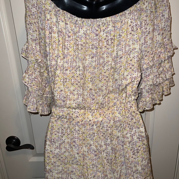 Fate Multicolored Womens Romper Shorts Geometric Size Medium 3/4 Sleeve - Picture 8 of 13